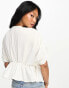 Фото #4 товара ASOS DESIGN plunge front crinkle top with tie side in white