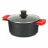 Casserole with glass lid Ø 28 cm Black Aluminium (4 Units)