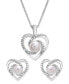 ფოტო #5 პროდუქტის Cultured Freshwater Pearl (5mm) & Diamond Accent Heart Stud Earrings in Sterling Silver
