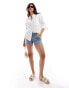 Hollister oversized linen shirt in white