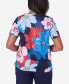 Фото #2 товара Women's All American Dramatic Flower Short Sleeve Top with Ruching