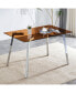 Фото #1 товара Rectangular Glass Dining Table, Brown Tempered Glass, Silver Legs, 51"x31.5"x29.5"