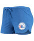 ფოტო #5 პროდუქტის Women's Heathered Royal, Heathered Red Philadelphia 76ers Raglan Long Sleeve T-shirt and Shorts Sleep Set