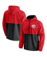 Фото #4 товара Men's Red, Black Atlanta Hawks Anorak Windbreaker Half-Zip Hoodie Jacket