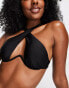 Фото #4 товара River Island underwire halter wrap bikini top in black