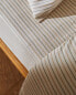 Striped cotton linen flat sheet