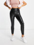 Фото #1 товара Vila leather look leggings in black