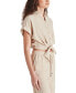 ფოტო #3 პროდუქტის Women's Tori Tie-Front Button-Down Elastic-Waist Cropped Top