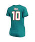 Фото #3 товара Women's Tyreek Hill Aqua Miami Dolphins Plus Size Fair Catch Name and Number V-Neck T-shirt