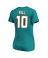 Women's Tyreek Hill Aqua Miami Dolphins Plus Size Fair Catch Name and Number V-Neck T-shirt