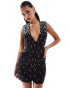 ASOS DESIGN all over embellished power shoulder mini dress in black