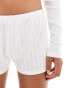 Monki co-ord cotton pointelle jersey shorts in white