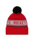 ფოტო #2 პროდუქტის Men's Red Houston Rockets Repeat Cuffed Knit Hat with Pom