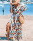 Фото #3 товара Women's Floral Flared Sleeve Maxi Beach Dress