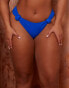 Wolf & Whistle X Natalie Gessey Fuller Bust bikini bottom in colbalt blue with knot detail straps