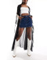 Фото #2 товара ASOS DESIGN denim mini skirt with contrast panels in blue and black