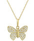 ფოტო #1 პროდუქტის Cubic Zirconia Butterfly 18" Pendant Necklace in 10k Gold