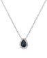 ფოტო #1 პროდუქტის Sapphire (1/2 ct. tw.) & Diamond (1/10 ct. t.w.) Pear Halo Pendant Necklace in 14k White Gold, 16" + 2" extender