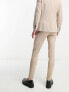 Фото #5 товара ASOS DESIGN wedding skinny suit trousers in linen mix in micro texture in brown