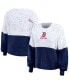 Women's White, Navy Boston Red Sox Color Block Script Pullover Sweater