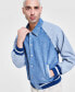 ფოტო #1 პროდუქტის Men's Coastal Colorblocked Denim Varsity Jacket, Created for Macy's