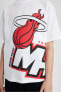 Erkek Çocuk NBA Miami Heat Oversize Fit Bisiklet Yaka Kısa Kollu Tişört