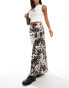 Фото #1 товара Pieces slip maxi skirt in cow print