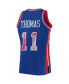 Фото #4 товара Men's Isiah Thomas Blue Detroit Pistons 1988-89 Hardwood Classics 75th Anniversary Diamond Swingman Jersey