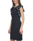 Фото #4 товара Women's Mini-Quilted Jacquard Flutter-Sleeve Dress