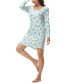 Women's Long Sleeve Henley Sleepshirt Nightgown