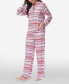 ფოტო #5 პროდუქტის Women's Printed Long Sleeve Notch-Collar Pajama Set, 2 Piece