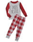 ფოტო #1 პროდუქტის Toddler, Child Boys DADS BESTIE Hacci Long Sleeve Top and Plaid Jogger 2 Piece Pajama Set