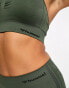 Hummel Shaping seamless sports crop top with scoop neck in khaki