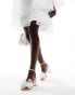 Be Mine Wide Fit Bridal Issa tulle pearl bow block heel sandals in ivory