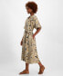 Фото #3 товара Women's Printed Split-Neck Puff-Sleeve Dress