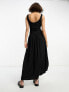 Фото #4 товара ASOS DESIGN ribbed scoop neck midi dress with dropped waist in black