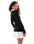 Фото #4 товара Lioness knit long sleeve mini dress with poplin shirt underlayer in black and white