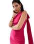 Фото #2 товара Vesper one shoulder scarf detail bodycon mini dress in fuchsia