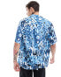 ASOS DESIGN relaxed revere shirt with painted floral print in blue