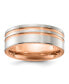 ფოტო #1 პროდუქტის Stainless Steel Brushed Rose IP-plated Stripes Band Ring