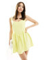 Фото #1 товара Heiress Beverly Hills exclusive premium crepe corset detail a line mini dress in light yellow