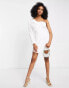 Aria Cove bandeau one shoulder tux mini dress in white