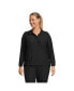 Фото #2 товара Women's Plus Size Long Sleeve Performance Zip Front Popover Top