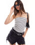 Фото #1 товара Miss Selfridge bandeau top in black and white stripe