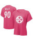 ფოტო #1 პროდუქტის Women's Threads T.J. Watt Pink Distressed Pittsburgh Steelers Name and Number T-shirt