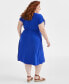 ფოტო #2 პროდუქტის Plus Size V-Neck Shirred-Sleeve Dress, Created for Macy's