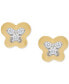 Children's Diamond Accent Butterfly Button Stud Earrings in 14k Gold