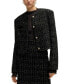 Фото #1 товара Women's Sparkle-Effect Collarless Tweed Jacket