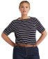 ფოტო #1 პროდუქტის Plus Size Striped Cotton Boatneck T-Shirt