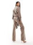 Фото #7 товара Pretty Lavish tie waist knitted wide leg jumpsuit in taupe